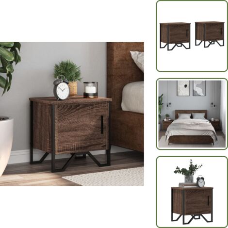 The Living Store Comodini 2pz Rovere Marrone 40x30x40 cm in Truciolato - Comodino marrone