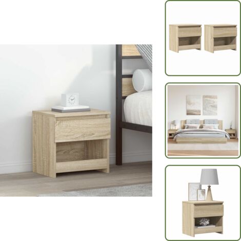The Living Store Comodini 2pz Rovere Sonoma 40x30x39 cm in Legno Multistrato - Comodino rovere sonoma