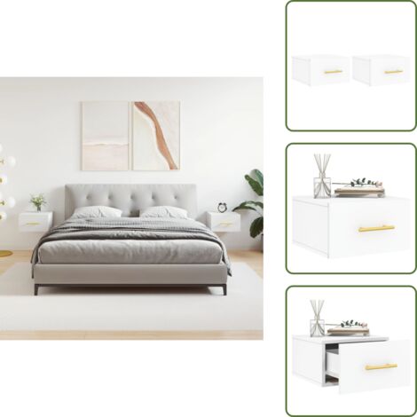 The Living Store Comodini a Muro 2 pz Bianchi 35x35x20 cm - Comodino sospeso