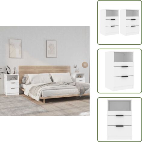 The Living Store Comodini a Muro 2 pz Bianchi in Legno Multistrato - Comodino in legno