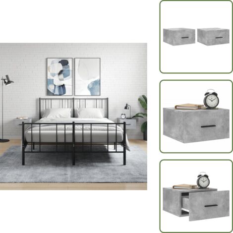 The Living Store Comodini a Muro 2 pz Grigio Cemento 35x35x20 cm - Comodino sospeso