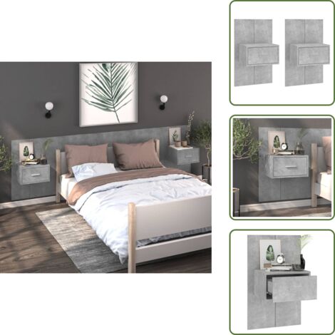 The Living Store Comodini a Muro 2 pz Grigio Cemento - Armadio a parete