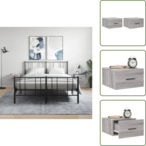 The Living Store Comodini a Muro 2 pz Grigio Sonoma 35x35x20 cm - Comodino sospeso