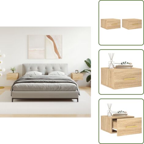 The Living Store Comodini a Muro 2 pz Rovere Sonoma 35x35x20 cm - Comodino sospeso