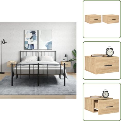 The Living Store Comodini a Muro 2 pz Rovere Sonoma 35x35x20 cm - Comodino sospeso