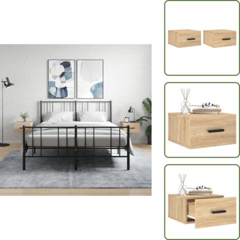 The Living Store Comodini a Muro 2 pz Rovere Sonoma 35x35x20 cm - Comodino sospeso