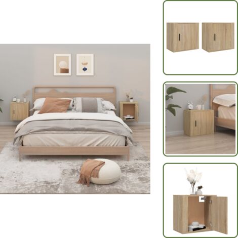 The Living Store Comodini a Muro 2 pz Rovere Sonoma 50x30x47 cm - Comodino da parete