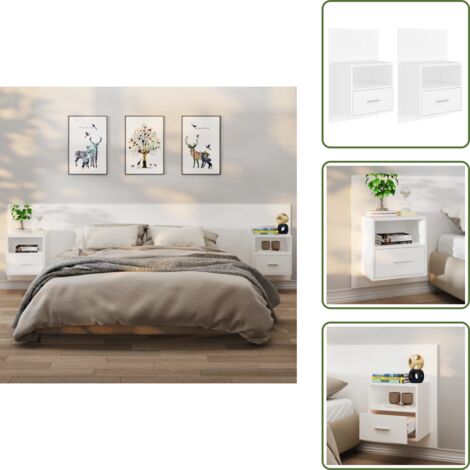 The Living Store Comodini a Parete 2 pz Bianchi - Armadietti a parete