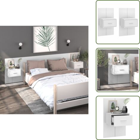 The Living Store Comodini a Parete 2 pz Bianchi - Armadietti a parete
