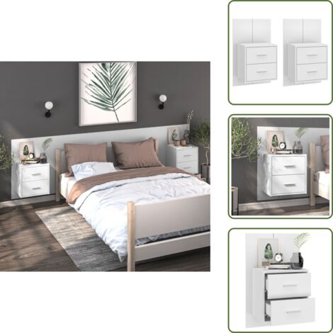 The Living Store Comodini a Parete 2 pz Bianchi - Armadietti a parete