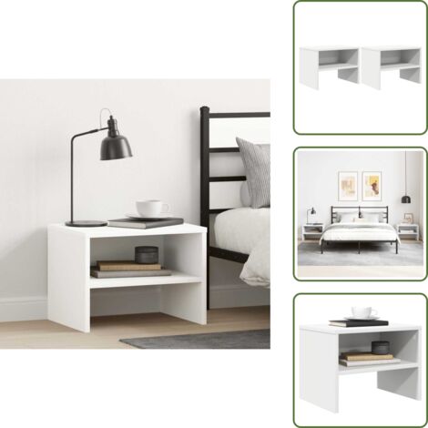 The Living Store Comodini Bianchi 2 pz 40x30x30 cm Legno Ingegnerizzato - Comodino in legno