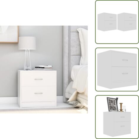 The Living Store Comodini Bianchi 2 pz 40x30x40 cm in Legno Multistrato - Comodino bianco
