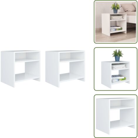 The Living Store Comodini Bianchi 2 pz 40x30x40 cm Legno Ingegnerizzato - Comodino bianco