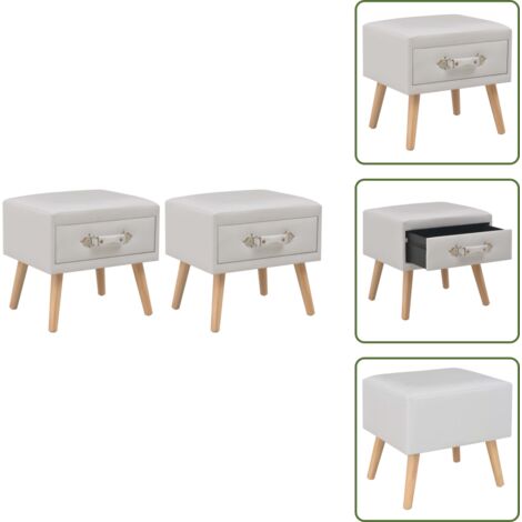 The Living Store Comodini Bianchi 2 pz 40x35x40 cm in Similpelle - Comodino con cassetto