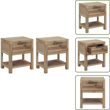 The Living Store Comodini con Cassetti 2 pz 40x30x48 cm Legno Massello di Acacia - Comodino rustico