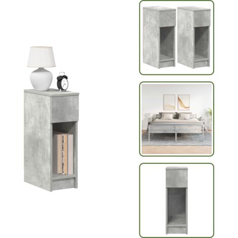 The Living Store Comodini con Cassetto 2 pz Grigio Cemento 20x36x60 cm - Armadio con cassetto