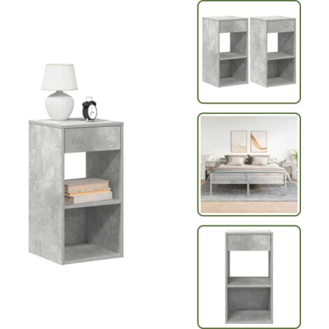 The Living Store Comodini con Cassetto 2 pz Grigio Cemento 35x34x66,5 cm - Armadio con cassetto
