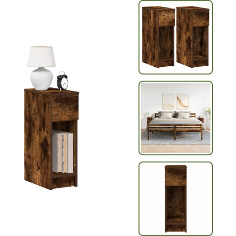 The Living Store Comodini con Cassetto 2 pz Rovere Fumo 20x36x60 cm - Comodino in truciolato