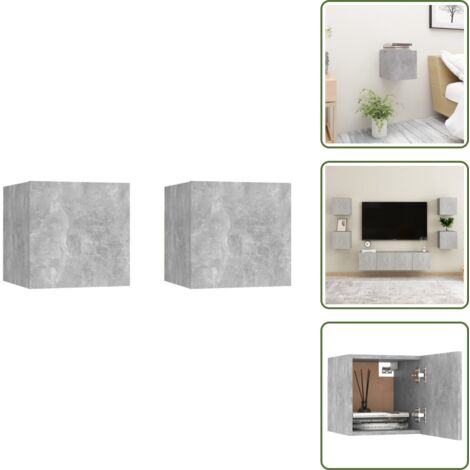 The Living Store Comodini Grigio Cemento 2 pz 30,5x30x30 cm in Truciolato - Comodino in truciolato