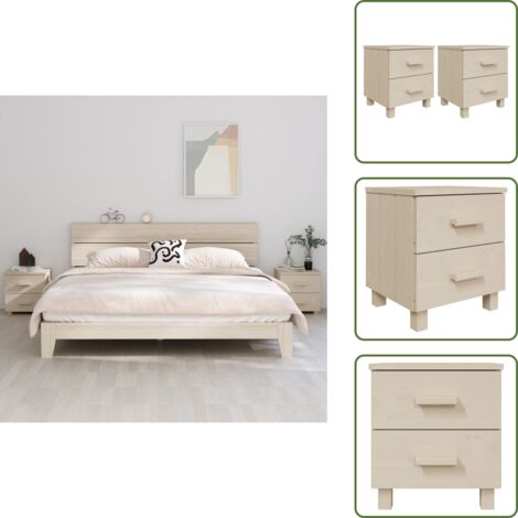 The Living Store Comodini HAMAR 2 pz ambra 40x35x44,5 cm Legno Massello di Pino - Comodino marrone