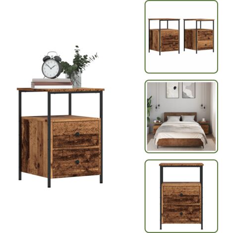 The Living Store Comodini Legno Antico 2 pz 34x35,5x50 cm in Legno Multistrato - Comodino antico