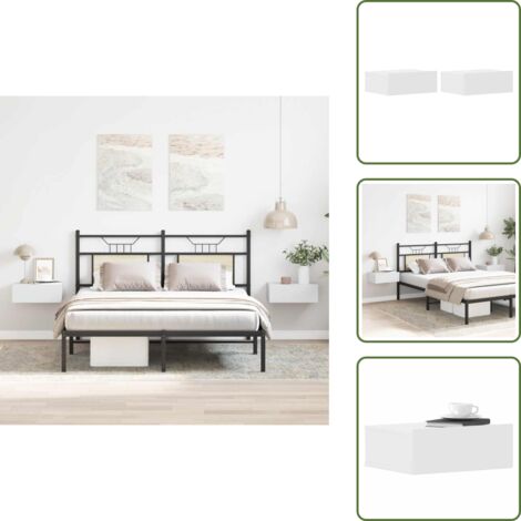 The Living Store Comodini Pensili 2pz Bianchi 40x30x15 cm in Legno Multistrato - Comodino pensile