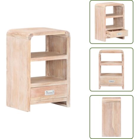 The Living Store Comodino 40x30x60 cm in Legno Massello di Acacia - Comodino in acacia