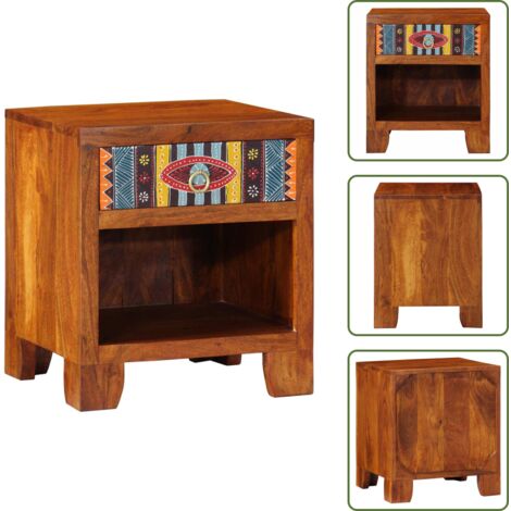 The Living Store Comodino 40x35x45 cm in Legno Massello di Acacia - Comodino in acacia