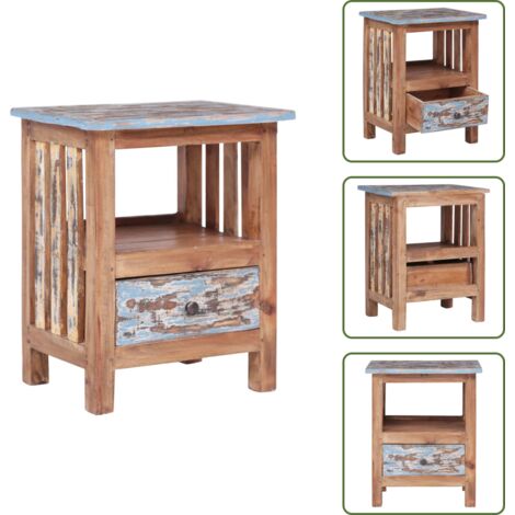 The Living Store Comodino 41x30x50 cm in Legno Massello di Mogano - Comodino moderno
