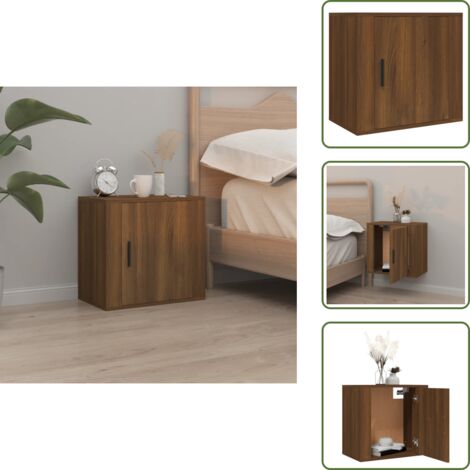 The Living Store Comodino a Muro Rovere Marrone 50x30x47 cm - Comodino pensile