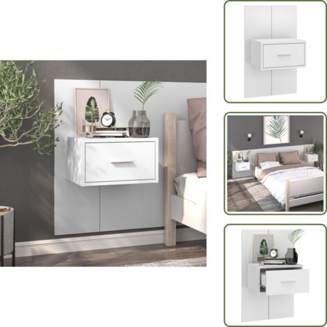 The Living Store Comodino a Parete Bianco - Armadietto a parete