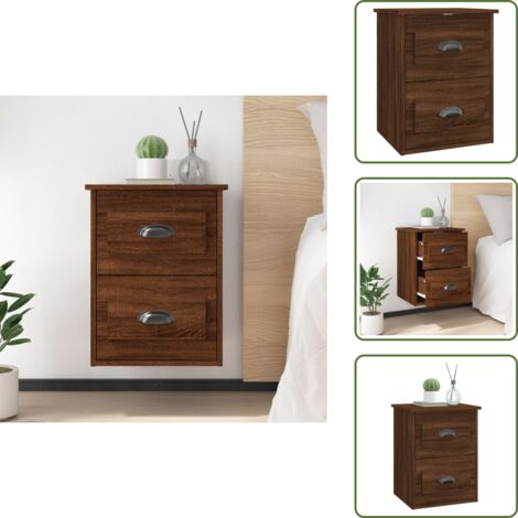 The Living Store Comodino a Parete Rovere Marrone 41,5x36x53 cm - Comodino muro