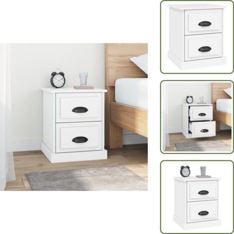 The Living Store Comodino Bianco 39x39x47,5 cm in Legno Multistrato - Comodino moderno