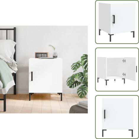 The Living Store Comodino Bianco 40x40x50 cm in Legno Multistrato - Comodino moderno