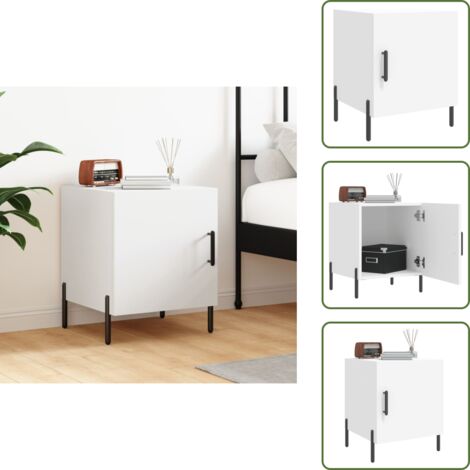 The Living Store Comodino Bianco 40x40x50 cm in Legno Multistrato - Comodino moderno