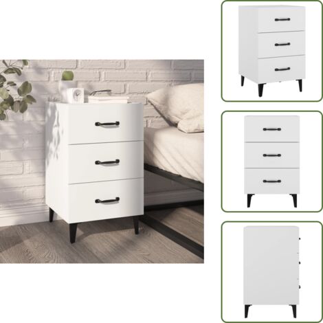 The Living Store Comodino Bianco 40x40x66 cm in Legno Multistrato - Comodino bianco