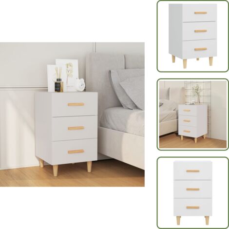 The Living Store Comodino Bianco 40x40x66 cm in Legno Multistrato - Comodino bianco