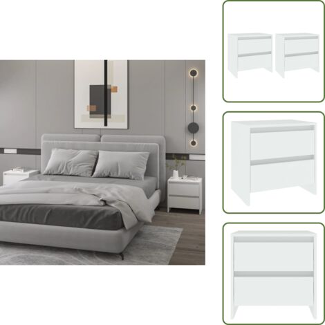 The Living Store Comodino Bianco 45x34,5x44,5 cm in Legno Ingegnerizzato - Comodino bianco