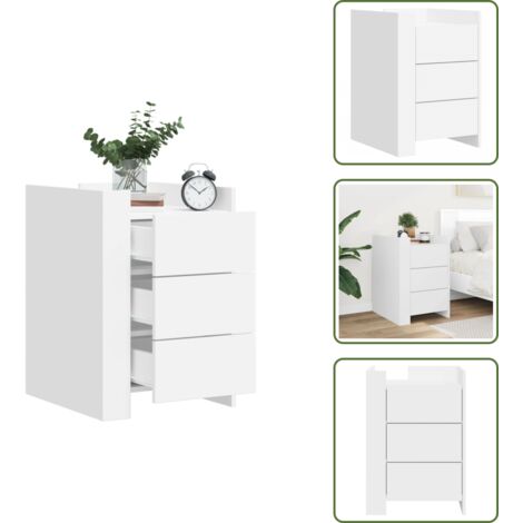 The Living Store Comodino Bianco 45x50x65 cm in Legno Multistrato - Comodino bianco
