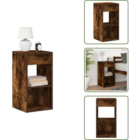 The Living Store Comodino con Cassetto Rovere Fumo 35x34x66,5 cm - Armadio con cassetto