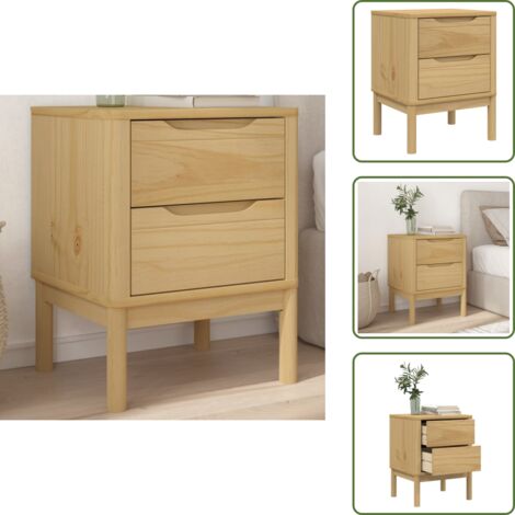 The Living Store Comodino FLORO Marrone Cera 45x39x57 cm Legno di Pino - Comodino marrone