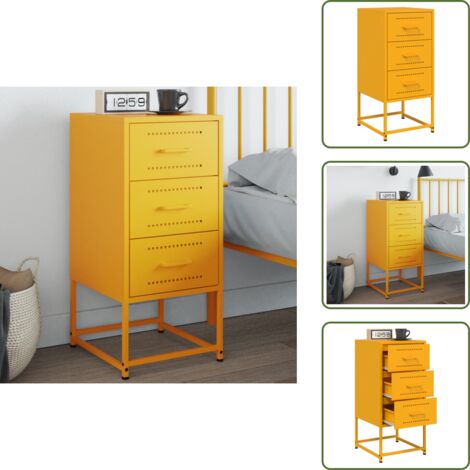 The Living Store Comodino Giallo Senape 36x39x78 cm in Acciaio - Comodino giallo senape