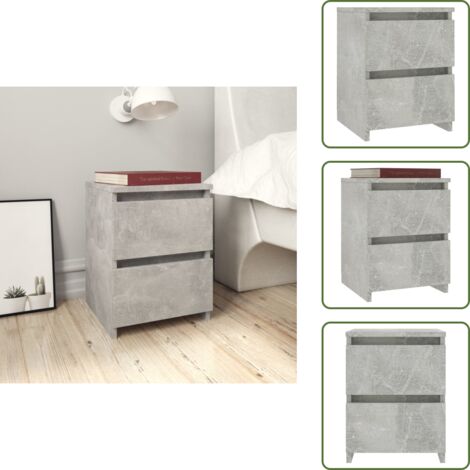 The Living Store Comodino Grigio Cemento 30x30x40 cm in Legno Multistrato - Comodino grigio cemento