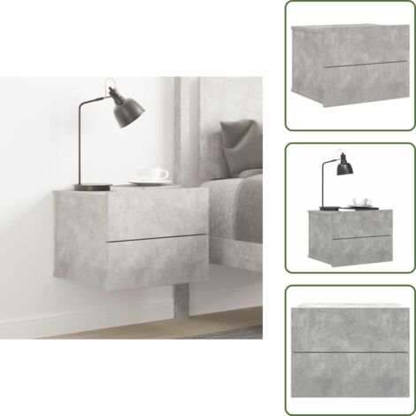 The Living Store Comodino Grigio Cemento 40x30x30 cm in Legno Multistrato - Comodino grigio cemento