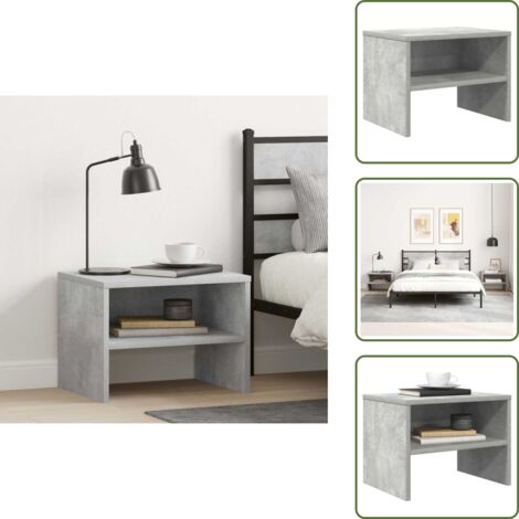 The Living Store Comodino Grigio Cemento 40x30x30 cm in Legno Multistrato - Comodino grigio cemento