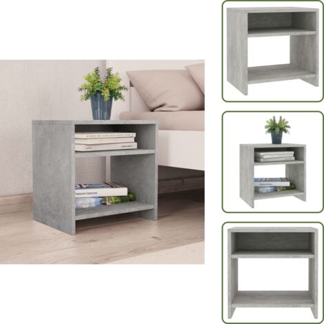 The Living Store Comodino Grigio Cemento 40x30x40 cm in Legno Multistrato - Comodino grigio cemento
