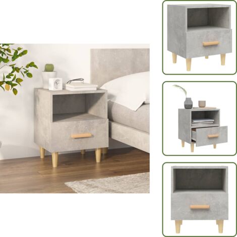 The Living Store Comodino Grigio Cemento 40x35x47 cm - Comodino in legno