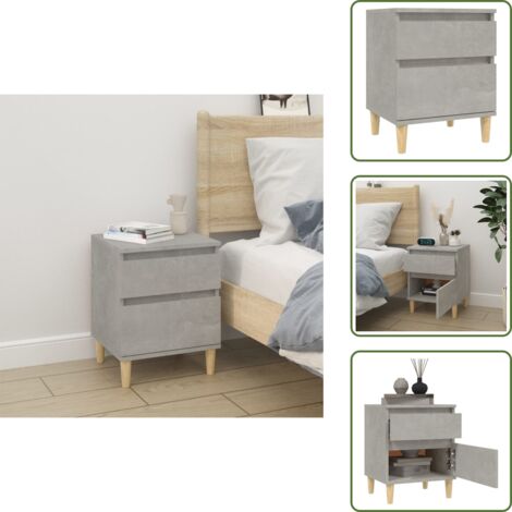 The Living Store Comodino Grigio Cemento 40x35x50 cm - Comodino moderno