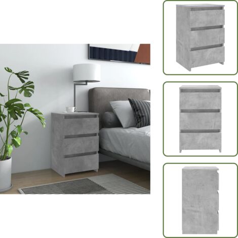 The Living Store Comodino Grigio Cemento 40x35x62,5 cm in Legno Multistrato - Comodino grigio cemento