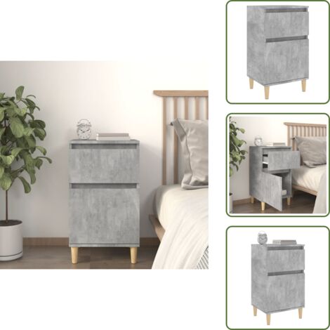 The Living Store Comodino Grigio Cemento 40x35x70 cm - Comodino con piano